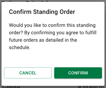 Confirm Standing Order