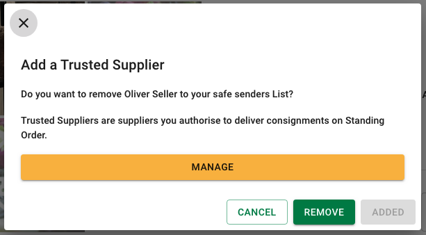 Manage Standing Order Dialog